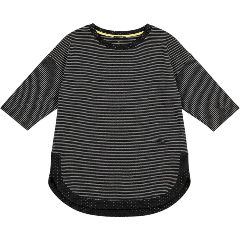 Bar by Melis Kozan Womens Black Striped Mixed Print Tunic Top Size L